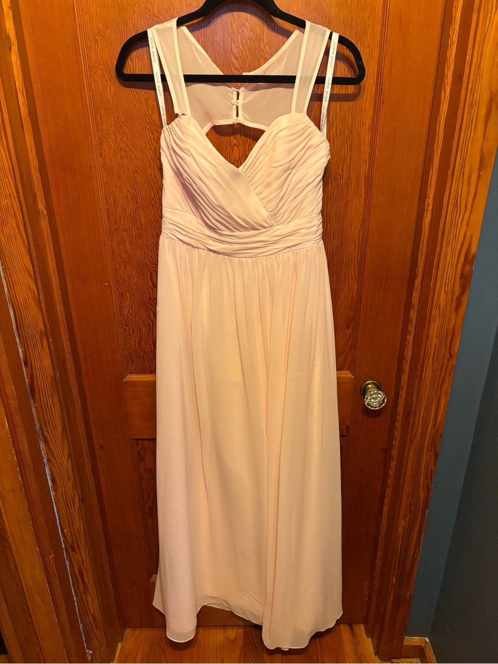 Alfred Angelo Soft Blush Chiffon Maxi Dress with Sheer Back